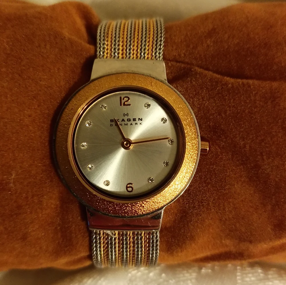 Skagen rose gold two toned women's mesh watch